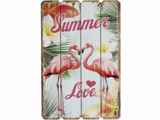 Schild Summer Flamingo love pink/bunt, 38 x 57 x 0.9cm