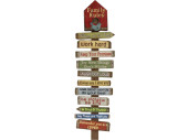 Wegweiser Family Rules braun/bunt, 96 x 27.5 x5.5cm