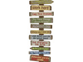 Wegweiser Family Rules braun/bunt, 96 x 27.5 x5.5cm