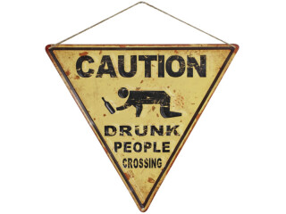 panneau caution drunk people jaune/noir, 40 x 35 x 0.5cm
