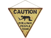 panneau caution drunk people jaune/noir, 40 x 35 x 0.5cm