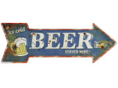 panneau directionnel Ice Cold Beer bleu/crème, 40...
