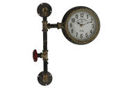 Wanduhr Retro Rohrsystem braun, 40.5 x 30 x 14 cm
