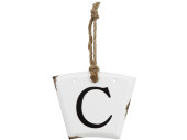 Hänger Retro Buchstaben C weiss/schwarz, 13.5 x 10.5cm