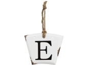 Hänger Retro Buchstaben E weiss/schwarz, 13.5 x 10.5cm
