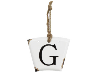 Hänger Retro Buchstaben G weiss/schwarz, 13.5 x 10.5cm
