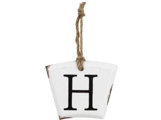 Hänger Retro Buchstaben H weiss/schwarz, 13.5 x 10.5cm