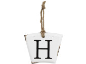 Hänger Retro Buchstaben H weiss/schwarz, 13.5 x 10.5cm