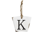 Hänger Retro Buchstaben K weiss/schwarz, 13.5 x 10.5cm