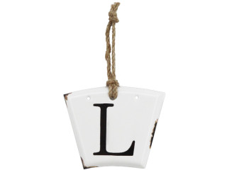 Hänger Retro Buchstaben L weiss/schwarz, 13.5 x 10.5cm