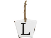 Hänger Retro Buchstaben L weiss/schwarz, 13.5 x 10.5cm