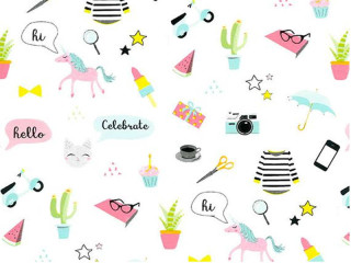 Geschenkpapier Geschenke weiss/bunt, 70cm x 50m