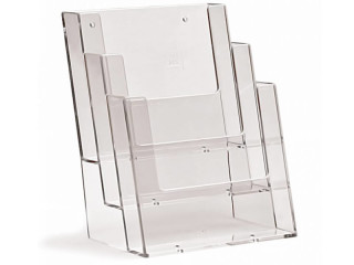 3 pocket A5 portrait brochure stand for placing and hanging