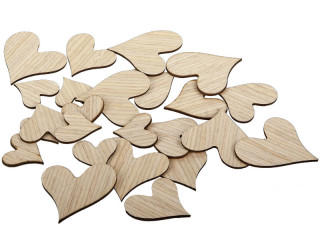 Holzherzen klein 24 Stück natur/braun, 3/4/5cm