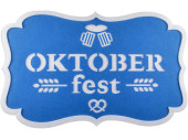 Oktoberfest-Schild aus Watte blau/weiss Watte/Filz,...