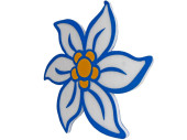 Oktoberfest-Edelweiss Watte weiss/blau/gelb, Watte/Filz, 2-seitig, B 47 x H 50 cm