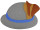 Oktoberfest-Hut flach aus Watte grau/braun, Watte/Filz, 2-seitig, B 29,5 x H 22 cm