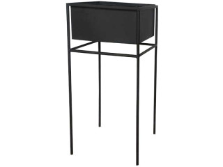 Metallgefäss Quadrat gross schwarz, auf Gestell 26 x 26 x H 56 cm