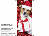 Textilbanner Christmas Dog 75x180cm, rot/weiss Schlauchnaht oben+unten