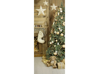 Textilbanner W-baum/Cheminée 75x180cm, braun/grün Schlauchnaht oben+unten