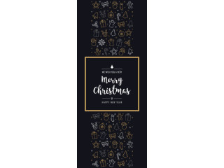 Textilbanner MerryX-Mas black 75x180cm, schwarz/gold/weiss Schlauchnaht oben+unten