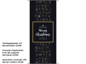 Textilbanner MerryX-Mas black 75x180cm, schwarz/gold/weiss Schlauchnaht oben+unten
