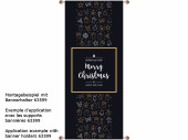 Textilbanner MerryX-Mas black 75x180cm, schwarz/gold/weiss Schlauchnaht oben+unten