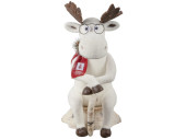 Elch Birke sitzend m. Brille und Stock, 27 x 31 x H 55cm
