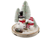Deko-Birkenplatte Schneemann natur/bunt, Ø 39 x H...