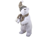 Eisbär stehend Schal/Mütze weiss-grau, 34 x 66...