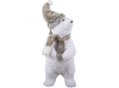 Eisbär stehend Schal/Mütze weiss-grau, 34 x 66...