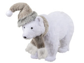 Eisbär laufend Schal/Mütze weiss-grau, 58 x 23...