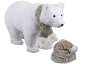 Eisbär laufend Schal/Mütze weiss-grau, 58 x 23...