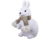 Schneehase mit Schal weiss-grau, 16 x 20 x 32 cm