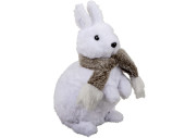 Schneehase mit Schal weiss-grau, 16 x 20 x 32 cm