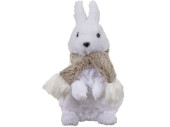 Schneehase mit Schal weiss-grau, 16 x 20 x 32 cm