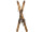 Ski-Paar traditionell gross braun, 90 cm, mit 2 Stöcken