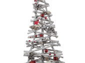 Baum mit Kugeln "Frosty" gross Holz, grau/rot,...