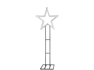 Metallständer Stern flach klein schwarz, B35cm, H90cm,T22cm