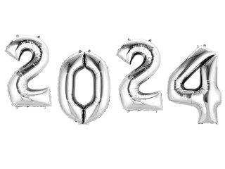 Sparset Folienballons 2022 silber, H 86-88cm, 4 Zahlen