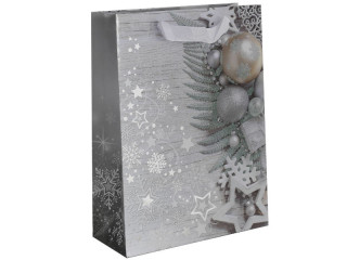 Taschen "Weihnachtsglitzer" grau, B23xT11xH32cm, 5er Set