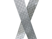 gift ribbon "rhomb shine" grey/silver 25mm x 20m