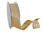 Band "Raute glanz" beige/gold B 25mm, L 20 m