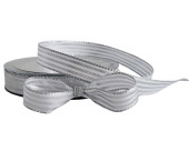 ribbon "stripes shiny" white/silver 15mm, 20m