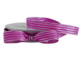 ribbon "stripes shiny" pink/silver 15mm, 20m