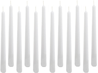 bougies flambeaux 12 pièces h 25cm blanches