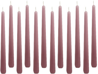 bougies flambeaux 12 pièces h 25cm rose vieux
