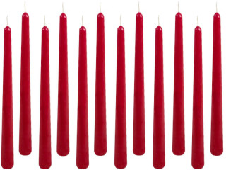 tapered candles 12 pieces h 25cm crimson