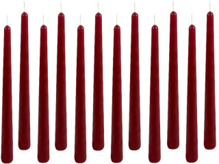 bougies flambeaux 12 pièces h 25cm rouge vieux