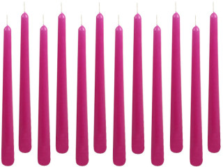 bougies flambeaux 12 pièces h 25cm fuchsia